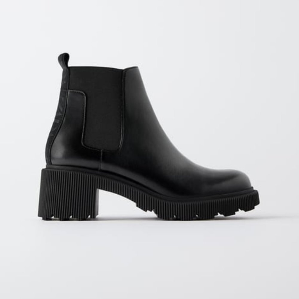 ZARA LOW HEELED LUG SOLE ANKLE BOOTS